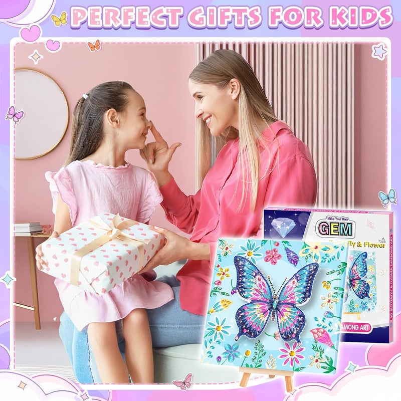 Nardoll حرف للفتيات من 8 إلى 12 عامًا - اصنع فن الماس على شكل فراشة بنفسك - فنون وحرف للأطفال - لوحات فن الماس مع قاعدة خشبية - هدية عيد ميلاد للبنات والأولاد من 4 5 6 7 10 سنوات - ديكور منزلي - Image 5